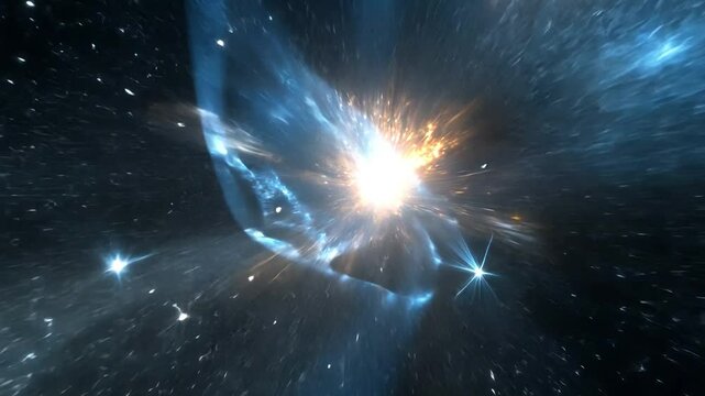 Celestial Symphony: A breathtaking cosmic vista unfolds, showcasing the raw energy of a supernova in a celestial ballet of light and shadow.