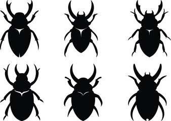 6 Beetle silhouette set