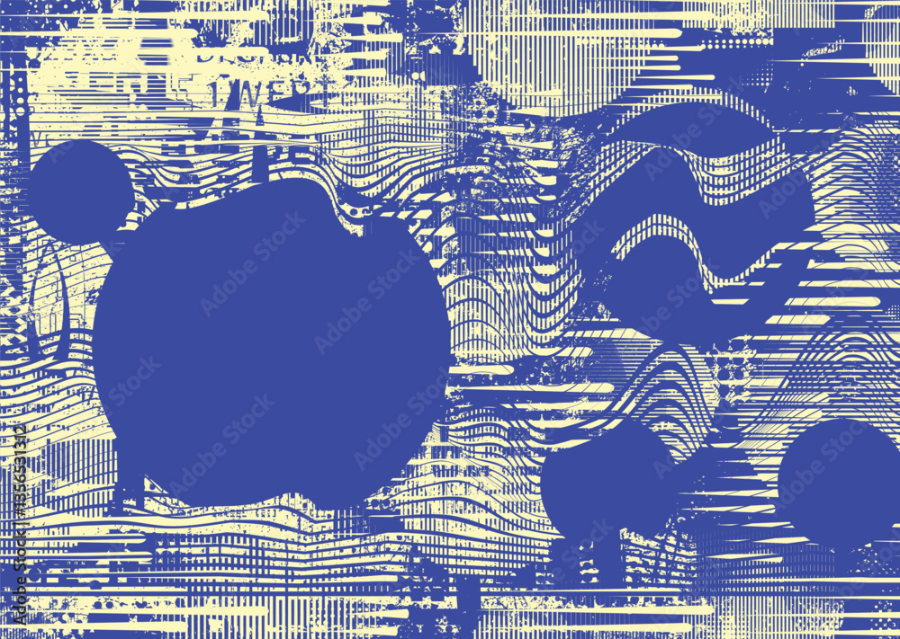Aufkleber Background with glitch distorted grunge textures . grunge background texture with halftone dots, glitched shapes, textures and lines .Screen print vector background with grunge textured surface.