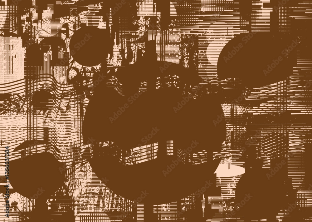 Aufkleber Background with glitch distorted grunge textures . grunge background texture with halftone dots, glitched shapes, textures and lines .Screen print vector background with grunge textured surface.