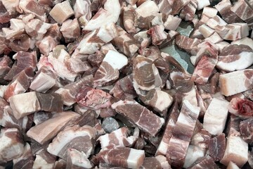 A meat pork in the market.