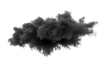 Dark and Dense Smoke Cloud Isolated on a Transparent Background for Creative Projects and Visual Design Needs in High-Resolution Format