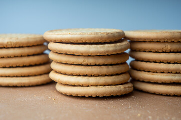 Hard biscuits lie on food paper