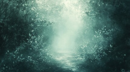 Mysterious and Enchanting Pathway Through Dark Forest Surrounded by Tall Trees and Whispering Shadows