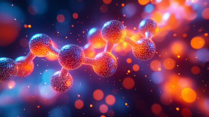 Unveiling the building blocks Abstract 3D molecule model in vibrant colors