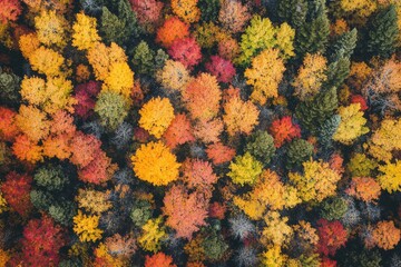 Whitefish Montana. Aerial View of Autumn Colors and Mountain Landscape