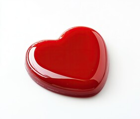 Shiny red heart-shaped candy