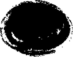 Scribble textured brush stroke ink or paint round splatter. Abstract grunge stain enso border, frame, hand drawn textured punk style asian design element. Vector illustration