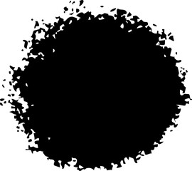 Scribble textured brush stroke ink or paint round splatter. Abstract grunge stain enso border, frame, hand drawn textured punk style asian design element. Vector illustration