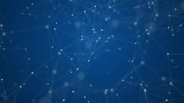 Abstract network animation on blue background.  Animation of lines and dots connecting network concept. network lines structure. 4k
