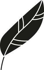 groovy easter Stylized black feather illustration on a white background. in doodle flat glyph style