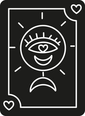 groovy easter Abstract tarot card design with eye and heart motifs. in doodle flat glyph style