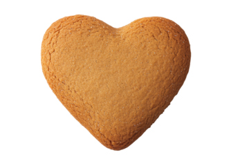 Heart-shaped gingerbread cookie on black background, cut out