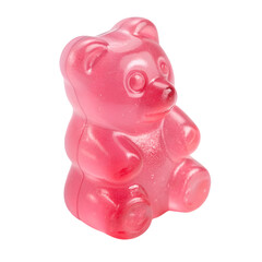 Pink gummy jelly bear isolated on transparent background