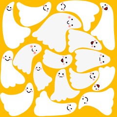 cute character ghost yellow background