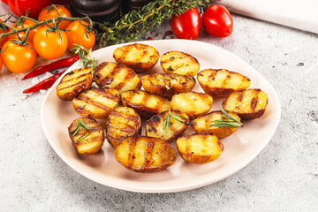 Grilled young small baby potato