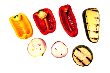  grilled vegetables isolated on white background as transparent PNG. GENERATIVE AI