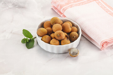 Tropical delicous fruit Longan heap