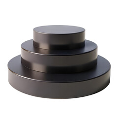 Black round podium isolated on transparent background
