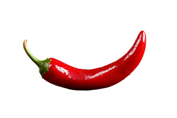 A striking red chili pepper, showcasing its glossy skin and curved shape. Perfect for culinary uses, spice-themed designs, and food photography trends.