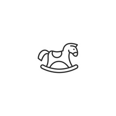 Simple linear rocking horse icon for children's toys and games.