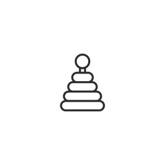 Minimalist linear icon of stacked toy rings for kids.