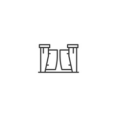 Minimalist linear binoculars icon for adventure and exploration themes.