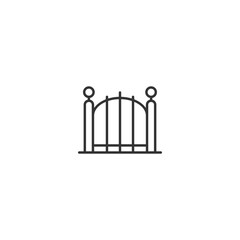 Simple linear gate icon with decorative posts.