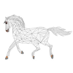 Brown horse  outline low-polygon vector illustration editable hand draw 