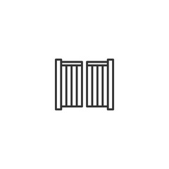 Minimalist open gate linear icon for outdoor fencing design.
