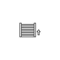 Window blinds with up arrow icon in minimalist linear design.