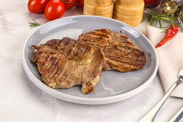 Grilled pork neck sirloin steak