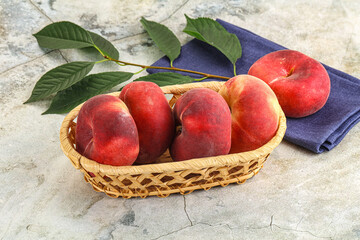 Ripe sweet and juicy Flat peach