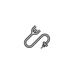 Fork and plug linear icon for electric kitchen cooking appliances.