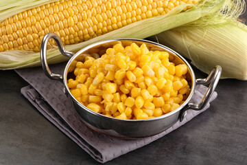 Canned sweet young corn grain