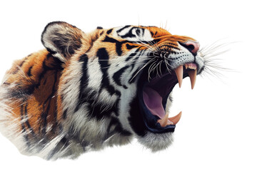 A Majestic Tigers Ferocious Roar, A Raw Display Of Untamed Power And Primal Energy Against A Clean Isolated on Transparent Background