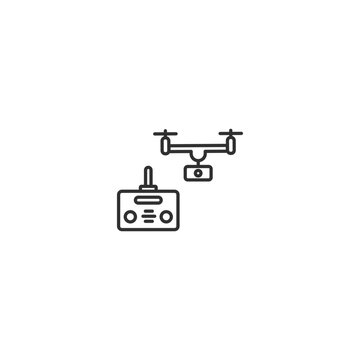 Drone and remote controller icon for technology and communication designs.