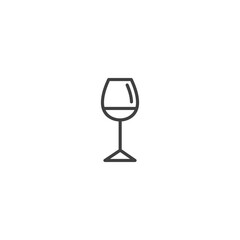Simple wine glass linear icon for beverage and dining themes.