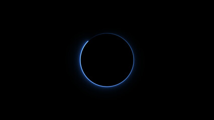 abstract neon blue color circle icon illustration, on a black background, and 4k illustration.