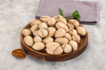 Crunchy pecan nut in the bowl