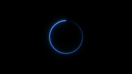 abstract neon blue color circle icon illustration, on a black background, and 4k illustration.