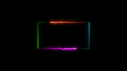 abstract neon purple and cyan color rectangle icon illustration, on a black background, and 4k illustration.