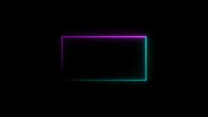 abstract neon purple and cyan color rectangle icon illustration, on a black background, and 4k illustration.