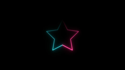abstract neon purple and cyan color star icon illustration, on a black background, and 4k illustration.