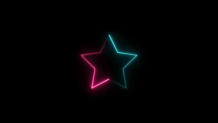 abstract neon purple and cyan color star icon illustration, on a black background, and 4k illustration.