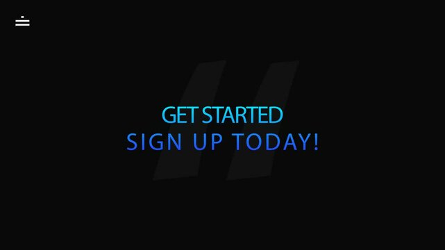 Animated Sign Up today Typography on colorful Screen Background Get started