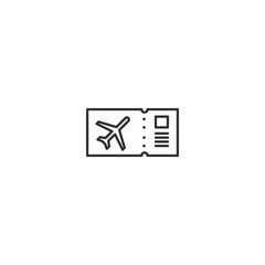 Airplane ticket linear icon: simple travel ticket design.