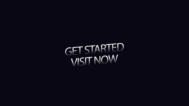 Animated visit now Typography on colorful Screen Background Get started
