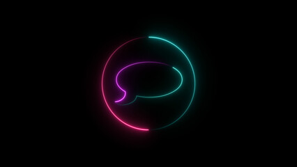 Abstract neon circle and message illustration, on a black background. and creating a stunning 4k illustration