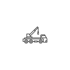 Tow truck icon outline with crane hook in minimal linear style.